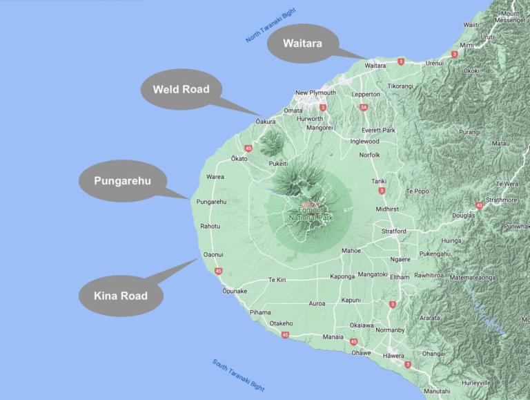 Spotguide Taranaki: Best wavesailing spots in New Zealand Map