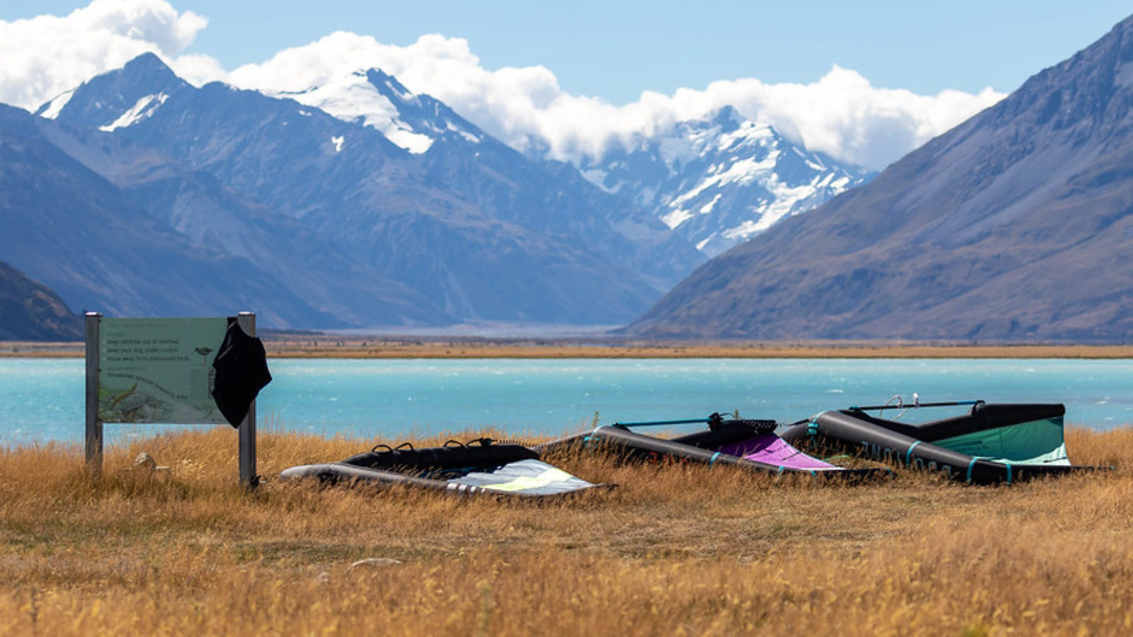 Lake Tekapo New Zealand with Wings in foreground