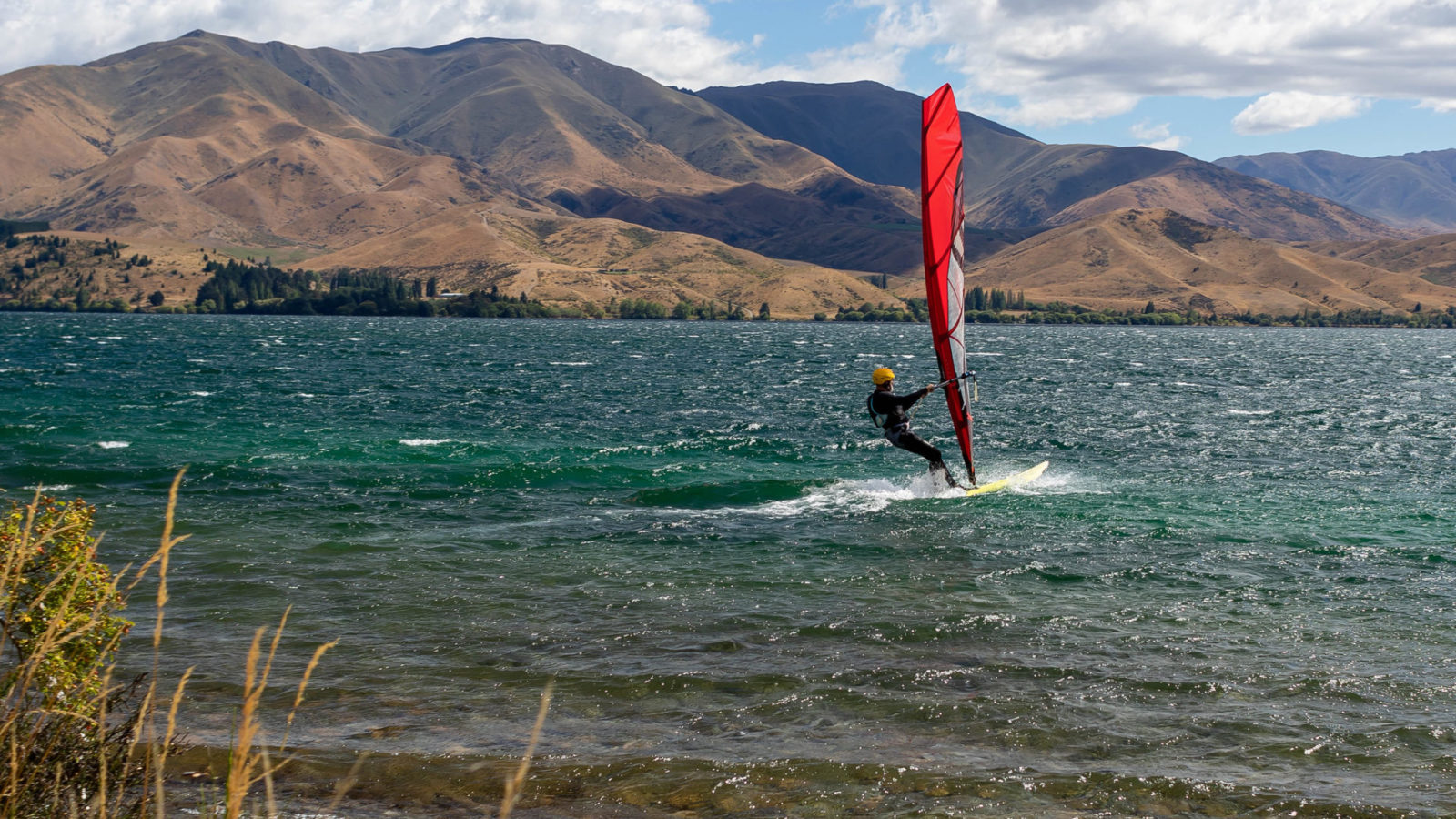 Windsurfing on Lake Aviemore, New Zealand